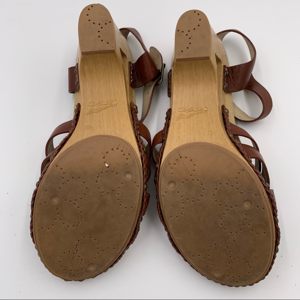 Dansko Brown Leather Wedge Sandals - Picture 8 of 12